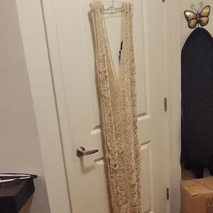 Elegant Cream & Gold Sleeveless Dress /coverup
